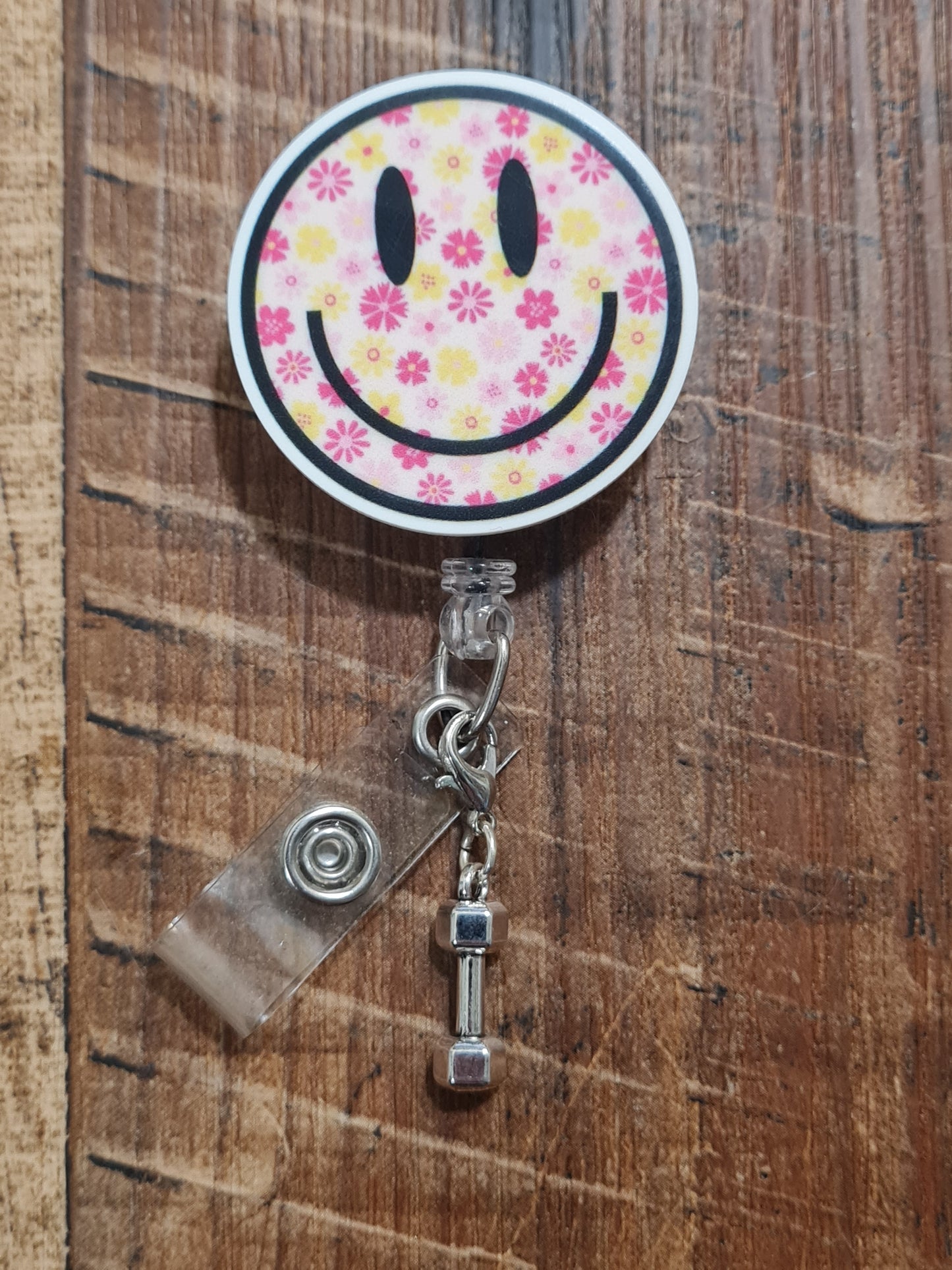 Hand Weight ~ Physical Therapist ~ ID Badge Reel Charm ~ Custom Made Charms ~ Badge Buddy ~ Badge Accessories ~ Barbell ID Badge Reel Charm - Cute Weightlifting Lanyard Flair for Nurses, Teachers, and Fitness Lovers