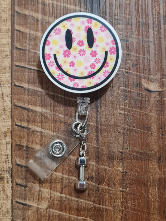 Hand Weight ~ Physical Therapist ~ ID Badge Reel Charm ~ Custom Made Charms ~ Badge Buddy ~ Badge Accessories ~ Barbell ID Badge Reel Charm - Cute Weightlifting Lanyard Flair for Nurses, Teachers, and Fitness Lovers