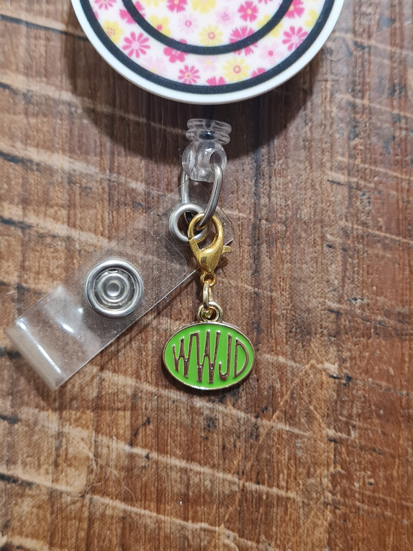 WWJD Badge Charm ~ ID Badge Reel Charm ~ Custom Made Charms ~ Badge Buddy ~ Badge Accessories ~ What Would Jesus Do Charm ~ WWJD Charm