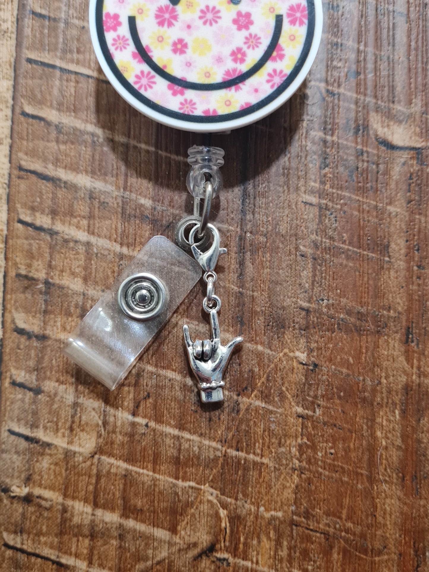 American Sign Language ~ I Love You ~ ID Badge Reel Charm ~ Custom Made Charms ~ Badge Buddy ~ Badge Accessories ~ ASL I Love You ID Badge Reel Charm - Sign Language Lanyard Flair for Teachers, SLPs, and Special Ed Staff