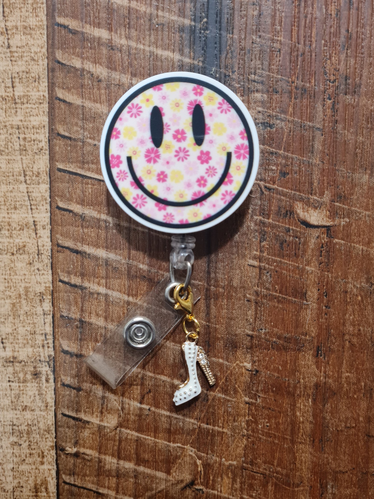 Stiletto ~ High Heel ~ ID Badge Reel Charm ~ Custom Made Charms ~ Badge Buddy ~ Badge Accessories ~ Sparkly High Heel ID Badge Reel Charm - Pink Stiletto Lanyard Flair for Nurses, Teachers, and Glam Professionals