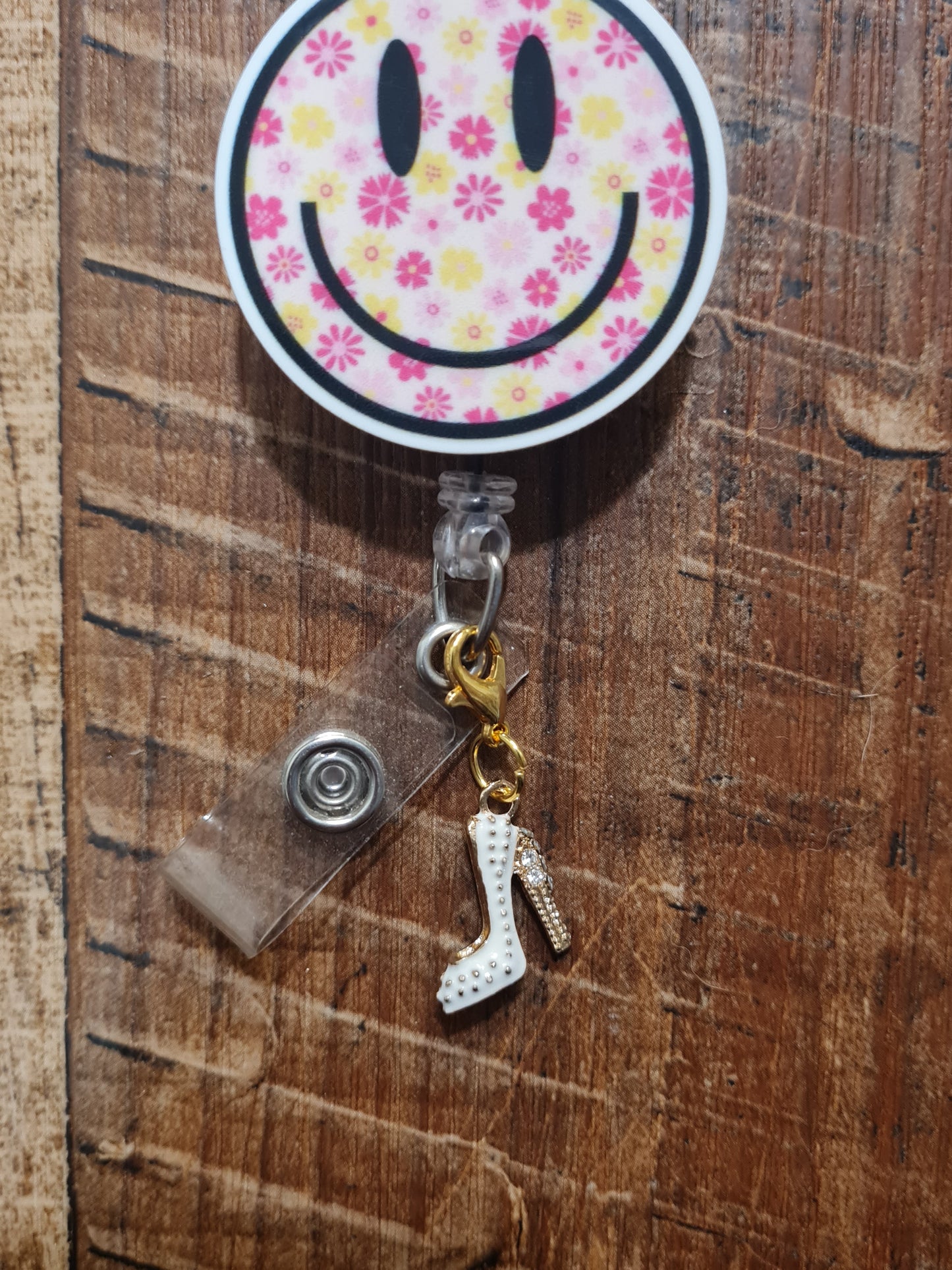 Stiletto ~ High Heel ~ ID Badge Reel Charm ~ Custom Made Charms ~ Badge Buddy ~ Badge Accessories ~ Sparkly High Heel ID Badge Reel Charm - Pink Stiletto Lanyard Flair for Nurses, Teachers, and Glam Professionals