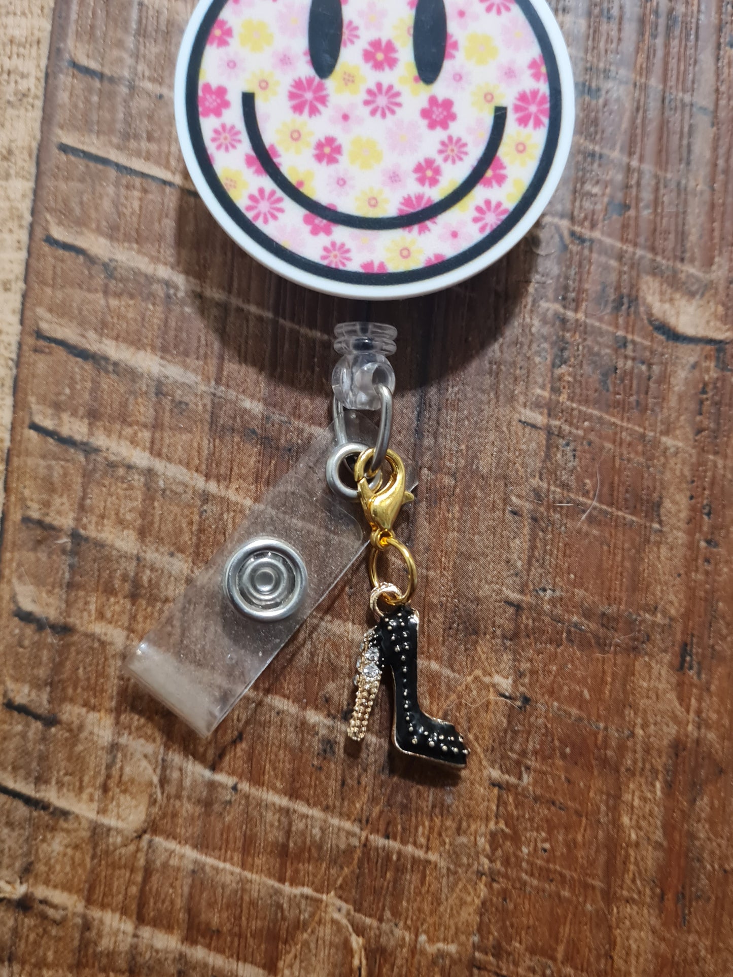 Stiletto ~ High Heel ~ ID Badge Reel Charm ~ Custom Made Charms ~ Badge Buddy ~ Badge Accessories ~ Sparkly High Heel ID Badge Reel Charm - Pink Stiletto Lanyard Flair for Nurses, Teachers, and Glam Professionals