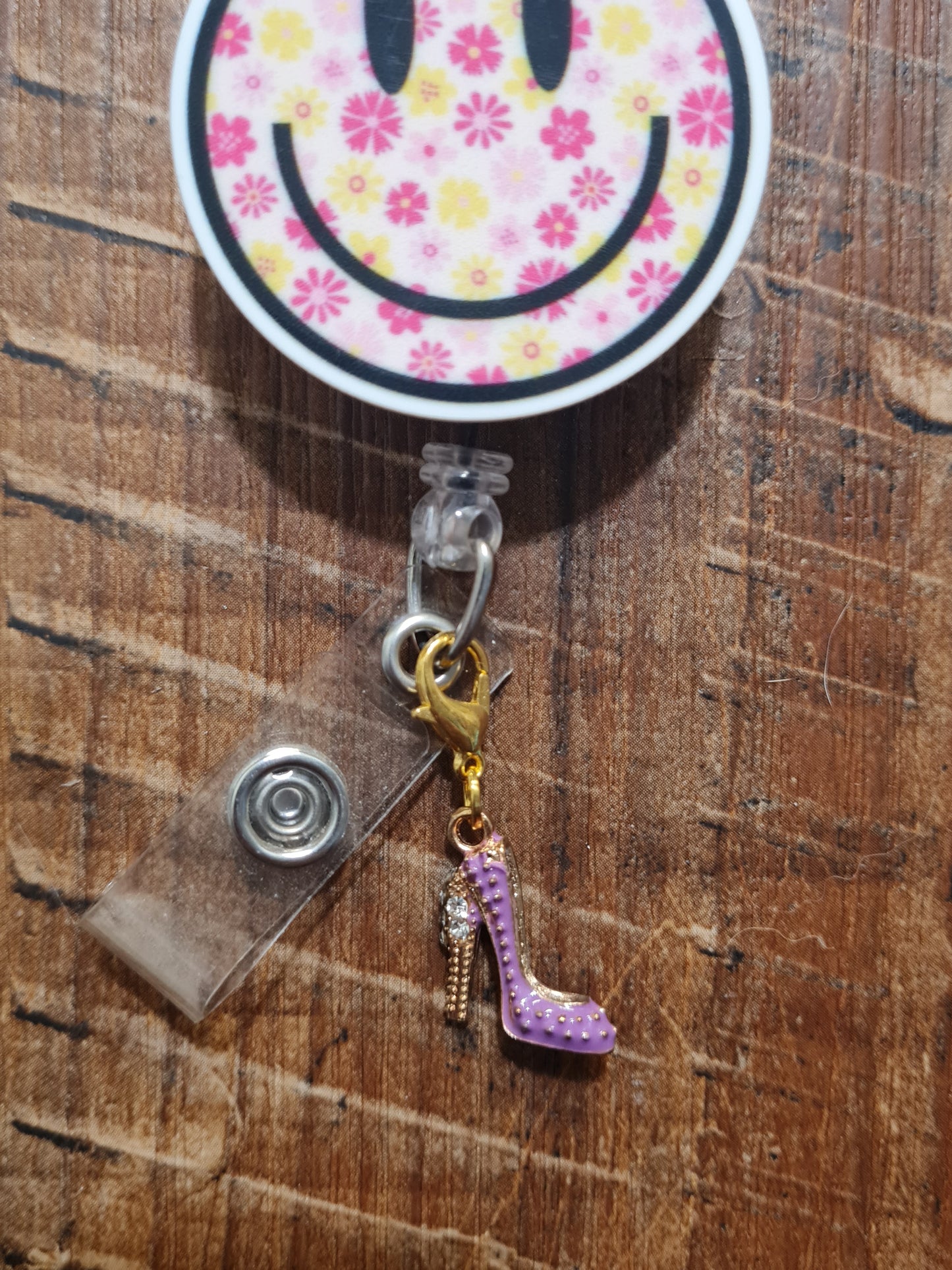 Stiletto ~ High Heel ~ ID Badge Reel Charm ~ Custom Made Charms ~ Badge Buddy ~ Badge Accessories ~ Sparkly High Heel ID Badge Reel Charm - Pink Stiletto Lanyard Flair for Nurses, Teachers, and Glam Professionals