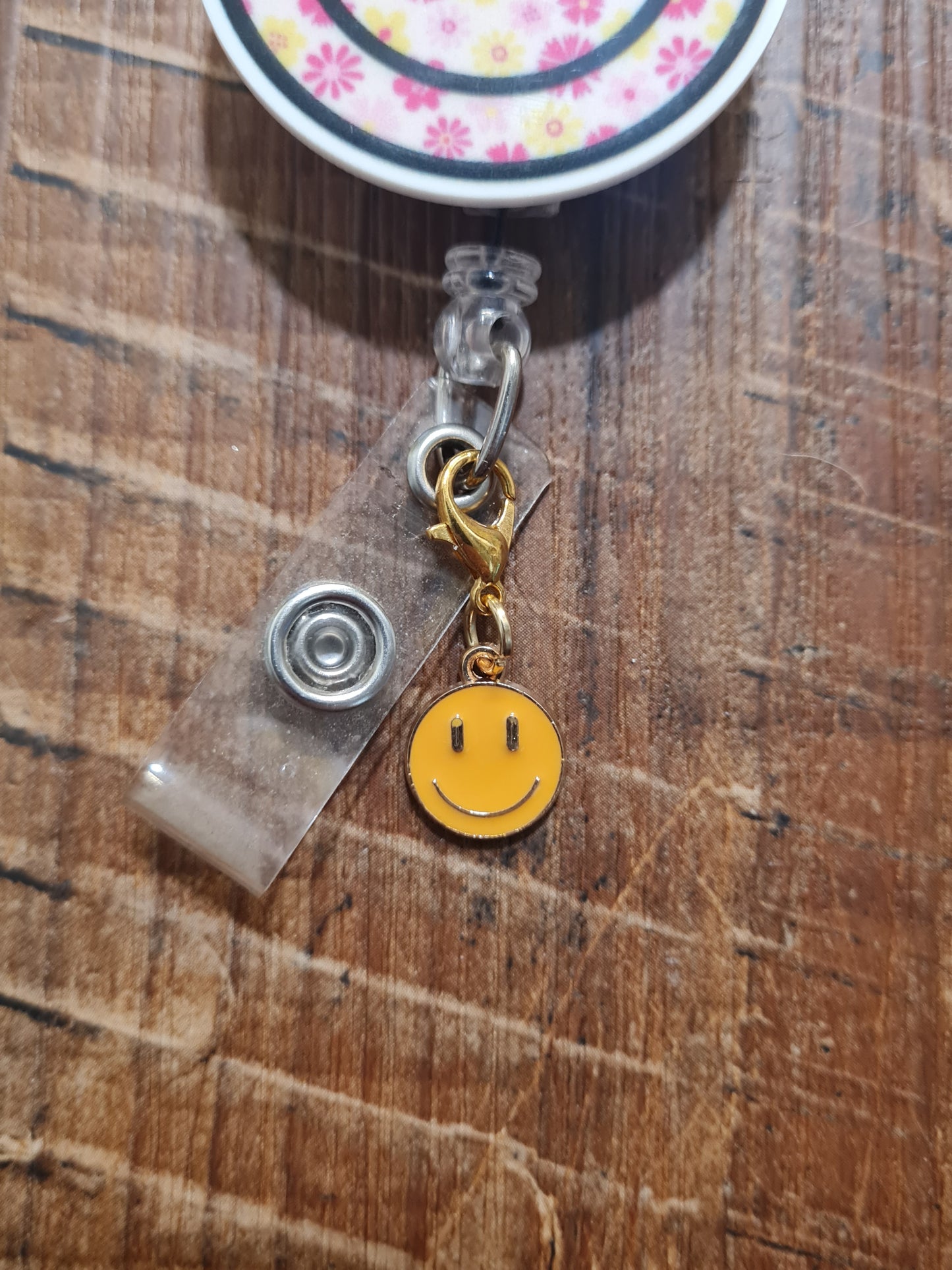 Smiley Face ~ ID Badge Reel Charm ~ Custom Made ~ 3 Colors ~ Badge Buddy ~ Badge Accessories