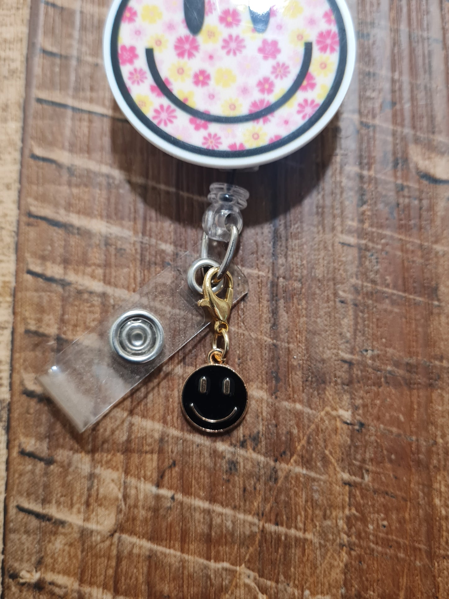 Smiley Face ~ ID Badge Reel Charm ~ Custom Made ~ 3 Colors ~ Badge Buddy ~ Badge Accessories