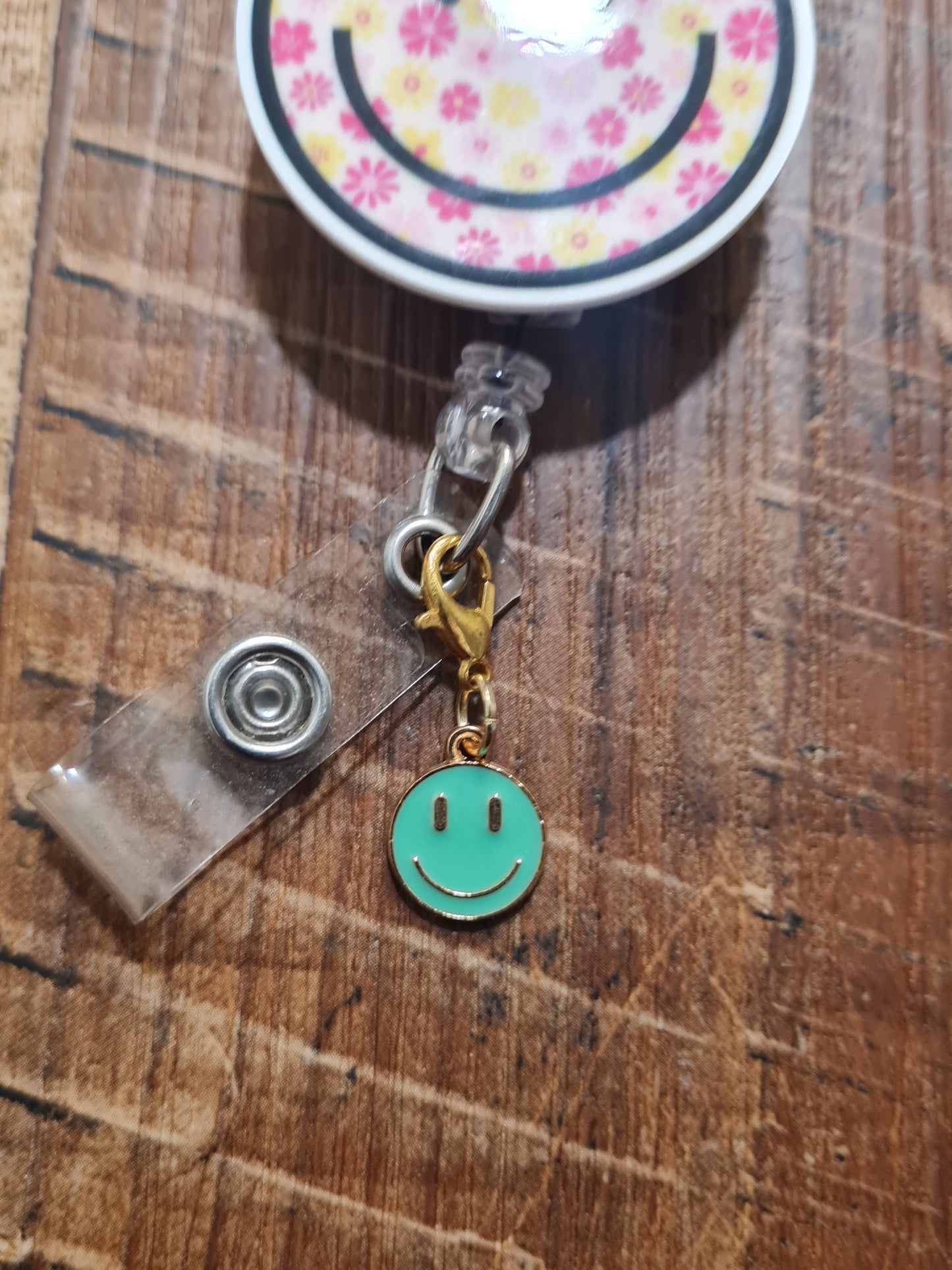 Smiley Face ~ ID Badge Reel Charm ~ Custom Made ~ 3 Colors ~ Badge Buddy ~ Badge Accessories
