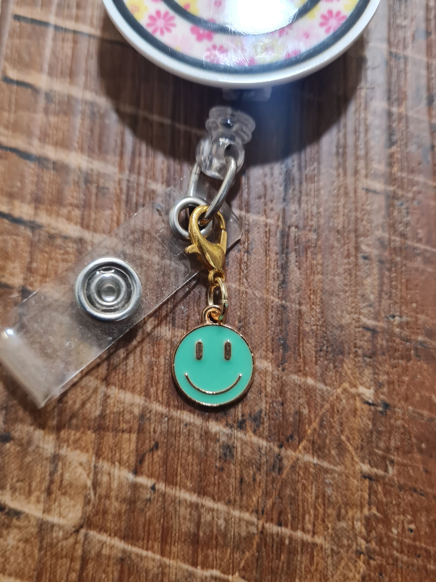 Smiley Face ~ ID Badge Reel Charm ~ Custom Made ~ 3 Colors ~ Badge Buddy ~ Badge Accessories