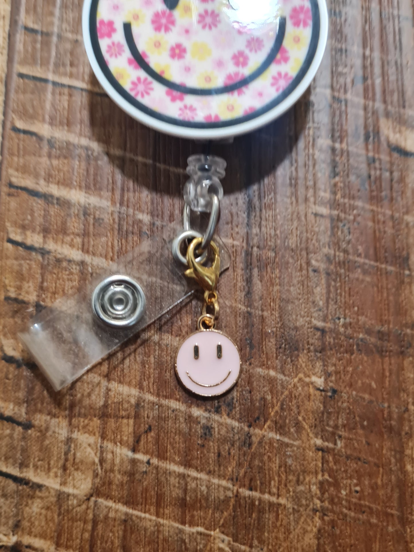Smiley Face ~ ID Badge Reel Charm ~ Custom Made ~ 3 Colors ~ Badge Buddy ~ Badge Accessories