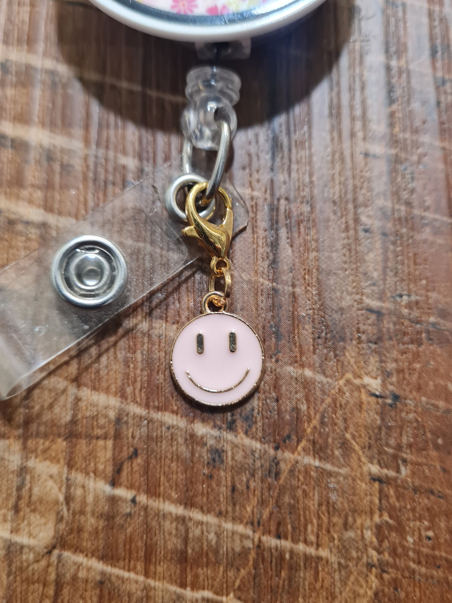 Smiley Face ~ ID Badge Reel Charm ~ Custom Made ~ 3 Colors ~ Badge Buddy ~ Badge Accessories