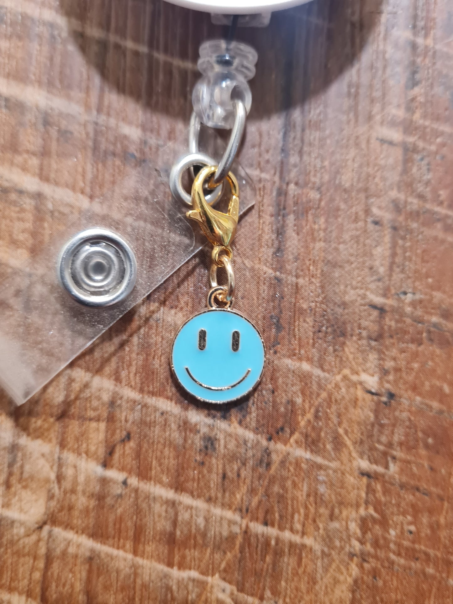 Smiley Face ~ ID Badge Reel Charm ~ Custom Made ~ 3 Colors ~ Badge Buddy ~ Badge Accessories