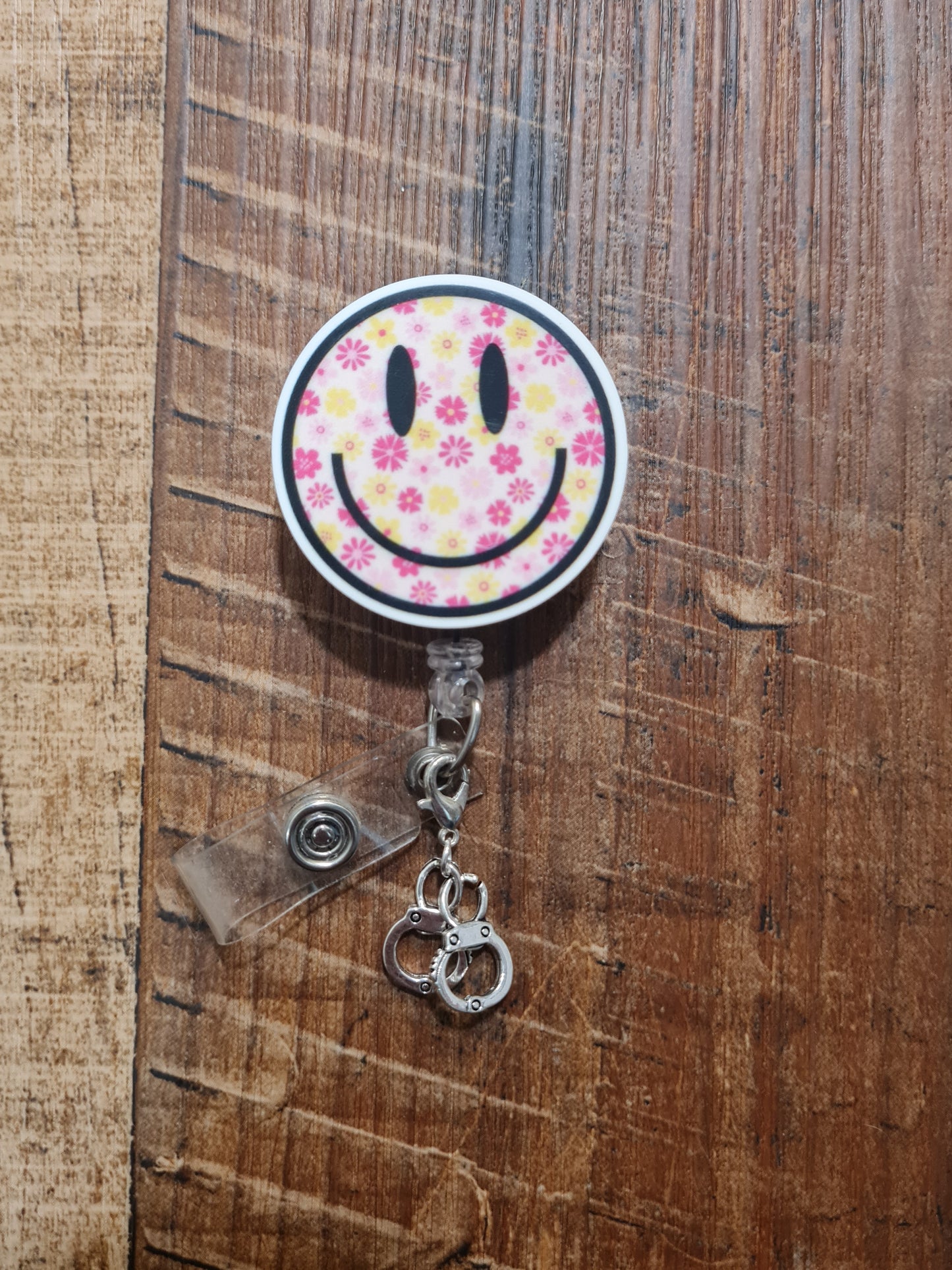 Handcuffs ~ Police ~ ID Badge Reel Charm ~ Custom Made Charms ~ Badge Buddy ~ Badge Accessories ~ Silver Handcuffs ID Badge Reel Charm - Duty Gear Lanyard Flair for Police, Security, and Correctional Officers