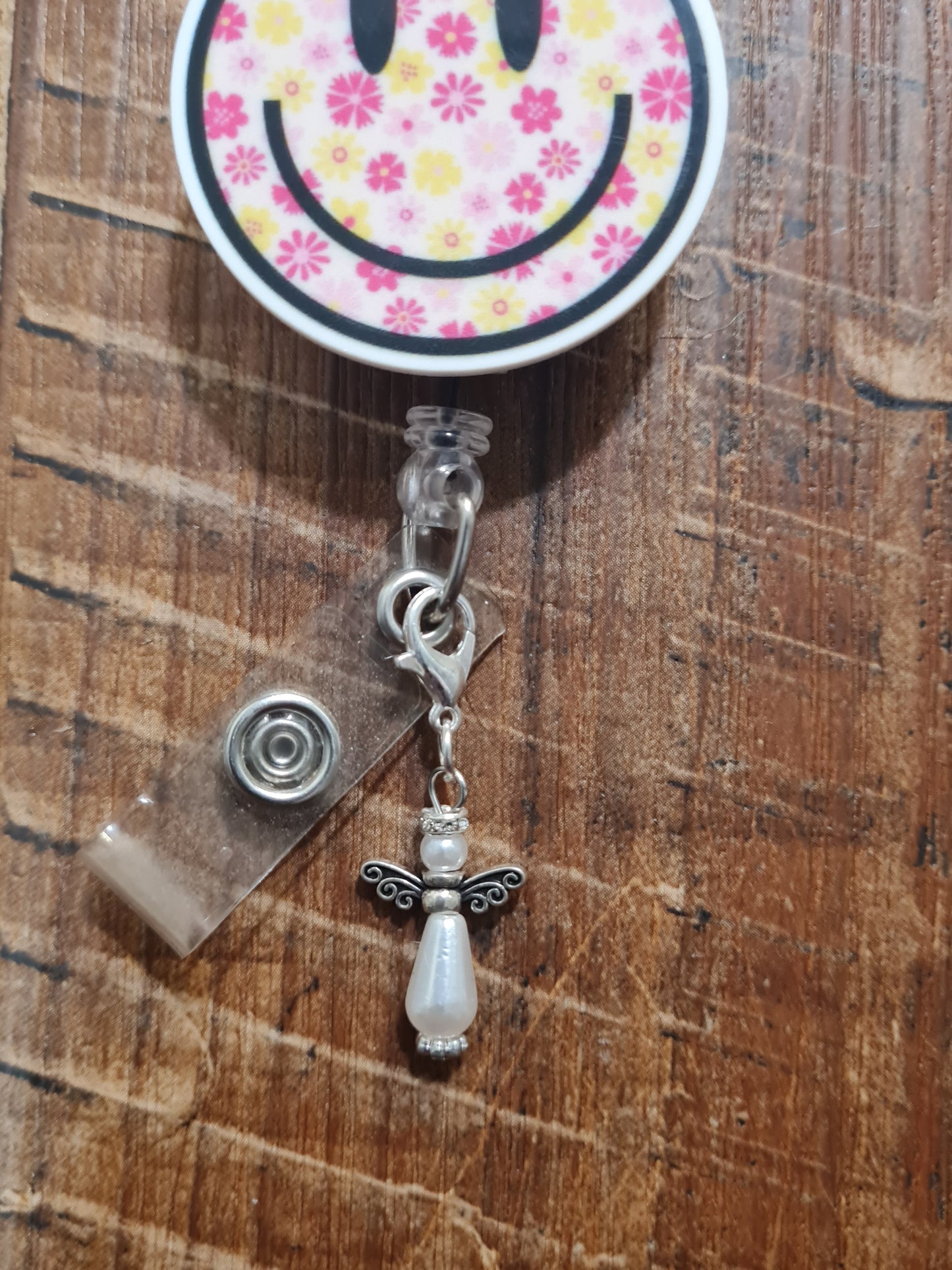 Beaded Angel ~ ID Badge Reel Charm ~ Custom Made Charms ~ Badge Buddy ~ Badge Accessories ~ Angel ~ Cherub ~ Guardian Angel ID Badge Reel Charm - Spiritual Heavenly Lanyard Flair for Nurses, Caregivers, and Teachers