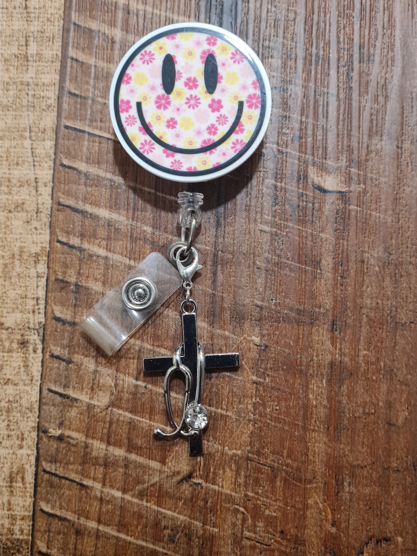 Cross with Stethoscope ~ ID Badge Reel Charm ~ Custom Made Charms ~ Badge Buddy ~ Badge Accessories ~ Medical Cross ~ Healthcare Cross ~ Medical Cross ID Badge Reel Charm - Healthcare Professional Lanyard Flair for Nurses, EMTs, and Doctors