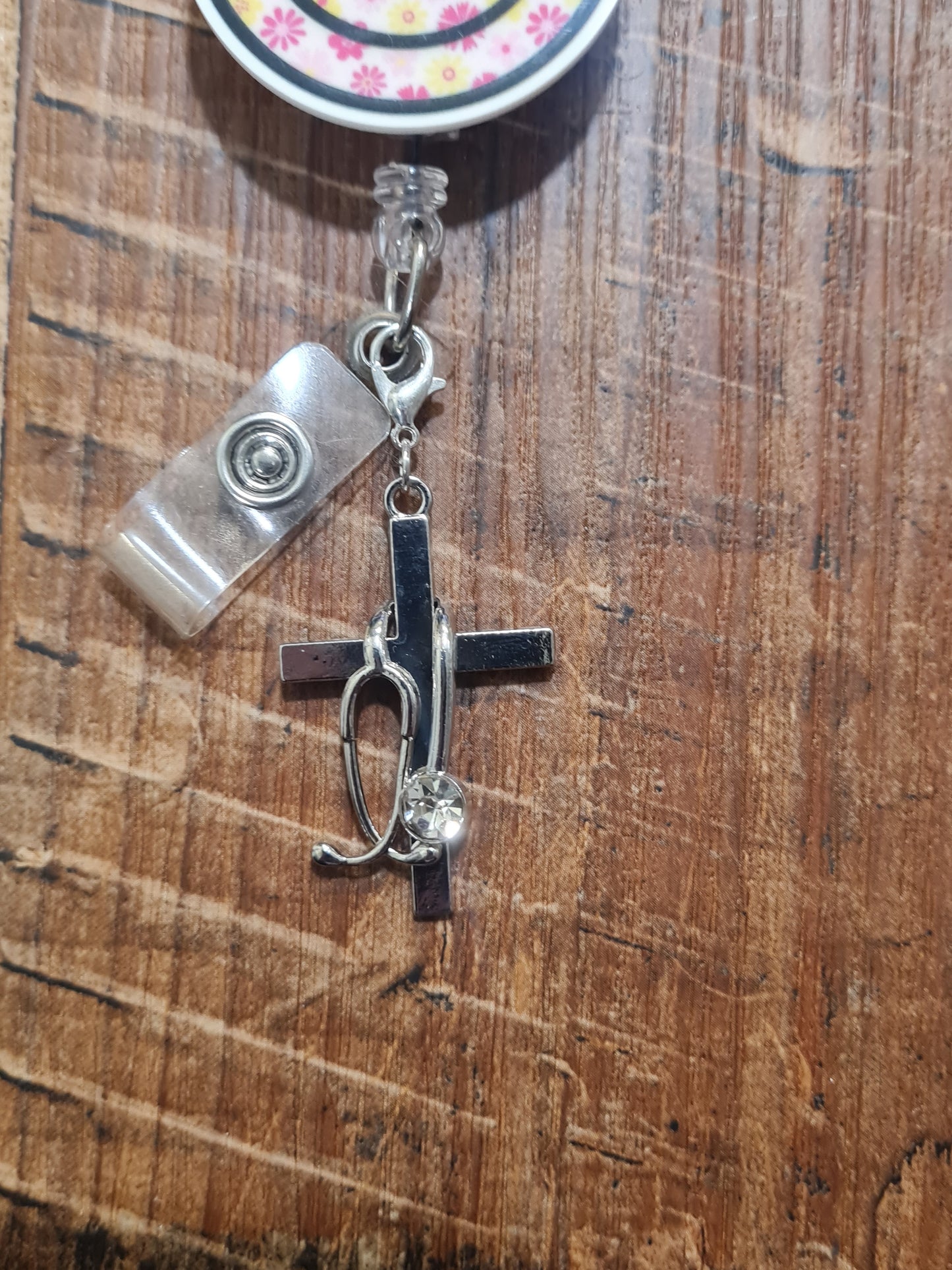 Cross with Stethoscope ~ ID Badge Reel Charm ~ Custom Made Charms ~ Badge Buddy ~ Badge Accessories ~ Medical Cross ~ Healthcare Cross ~ Medical Cross ID Badge Reel Charm - Healthcare Professional Lanyard Flair for Nurses, EMTs, and Doctors