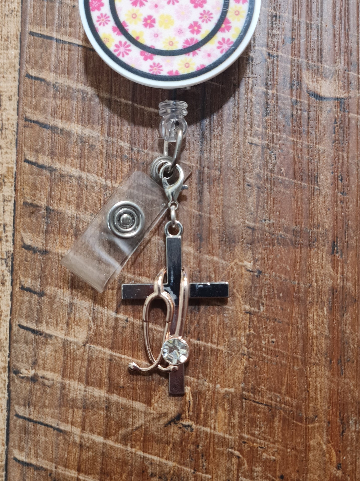 Cross with Stethoscope ~ ID Badge Reel Charm ~ Custom Made Charms ~ Badge Buddy ~ Badge Accessories ~ Medical Cross ~ Healthcare Cross ~ Medical Cross ID Badge Reel Charm - Healthcare Professional Lanyard Flair for Nurses, EMTs, and Doctors