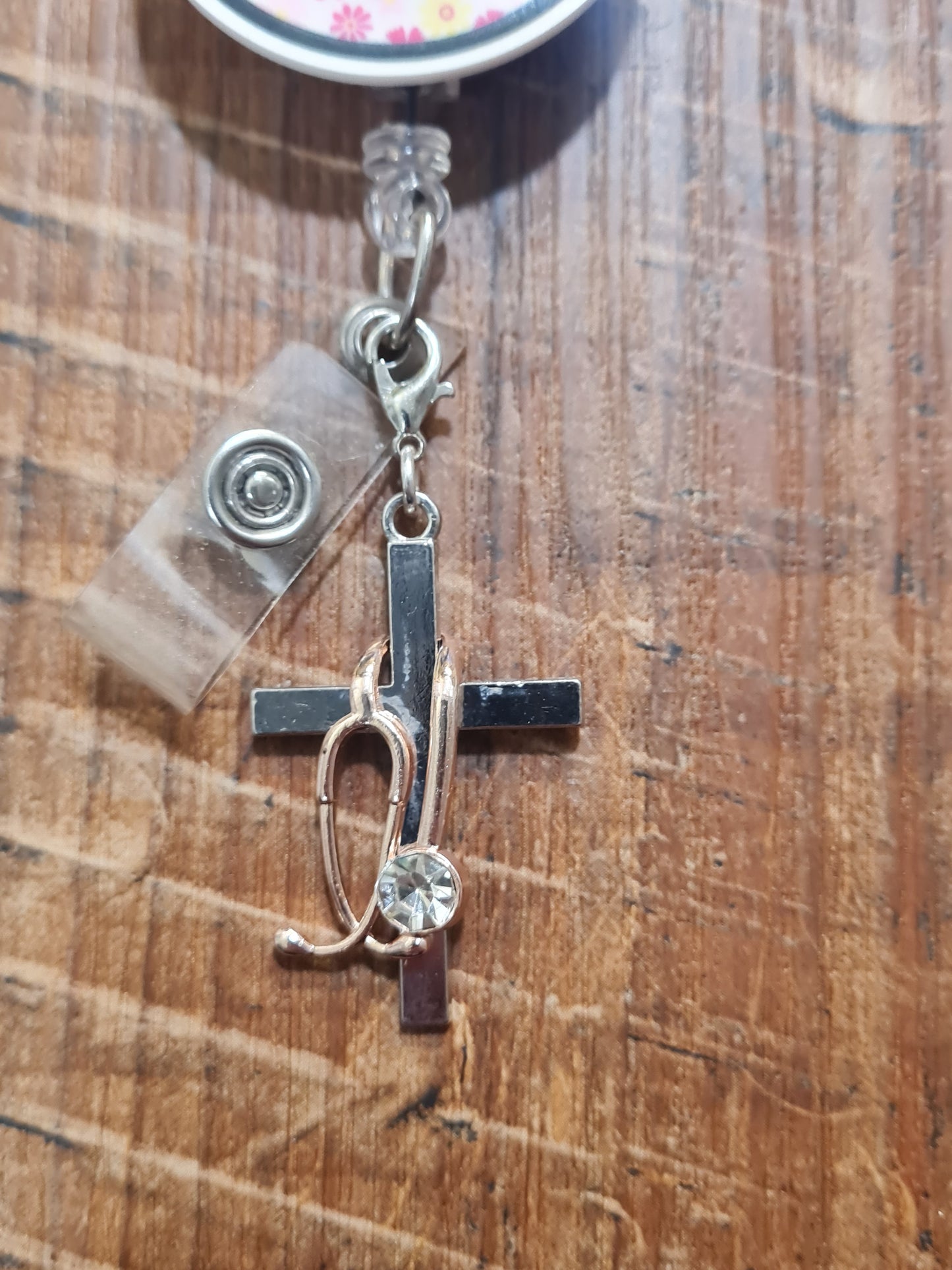 Cross with Stethoscope ~ ID Badge Reel Charm ~ Custom Made Charms ~ Badge Buddy ~ Badge Accessories ~ Medical Cross ~ Healthcare Cross ~ Medical Cross ID Badge Reel Charm - Healthcare Professional Lanyard Flair for Nurses, EMTs, and Doctors
