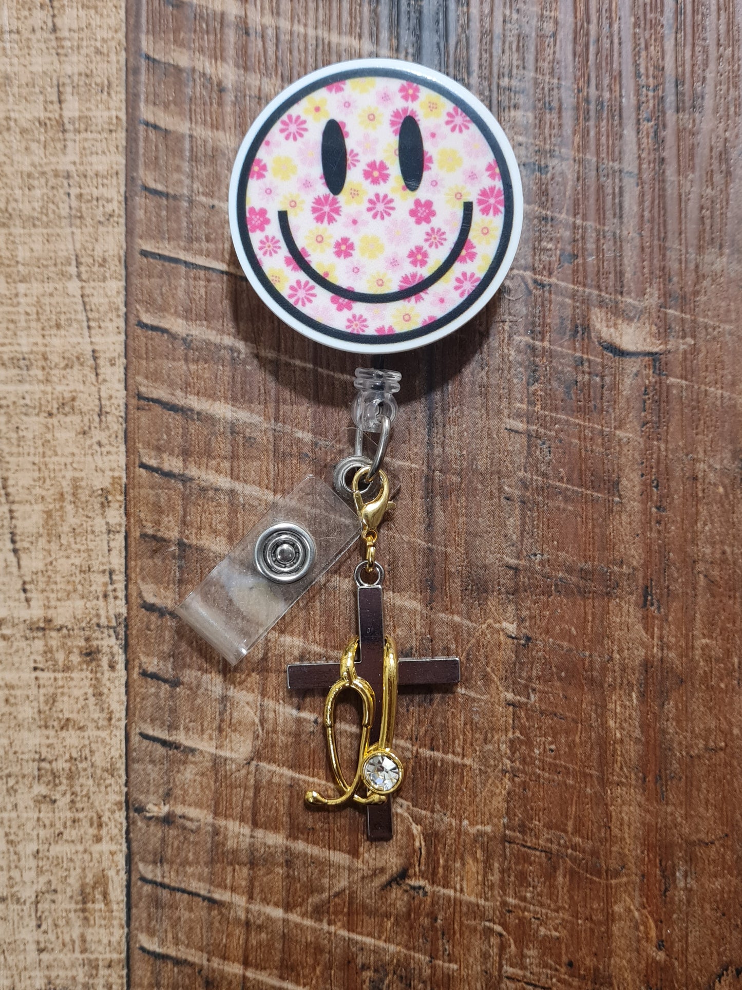 Cross with Stethoscope ~ ID Badge Reel Charm ~ Custom Made Charms ~ Badge Buddy ~ Badge Accessories ~ Medical Cross ~ Healthcare Cross ~ Medical Cross ID Badge Reel Charm - Healthcare Professional Lanyard Flair for Nurses, EMTs, and Doctors