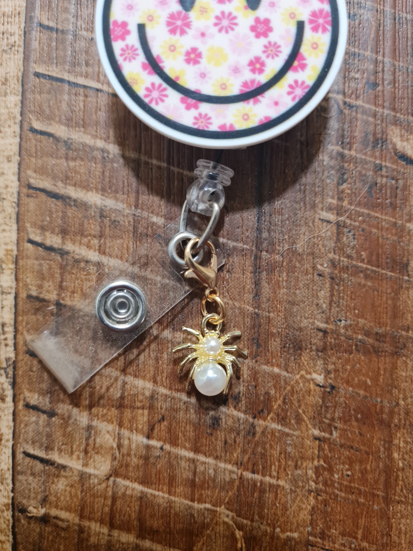 "Spooky Season" Spider ID Badge Charm - Glittery Web & Spider Flair for Nurses and Teachers - Gothic Halloween Accessory for Stethoscopes and Reels