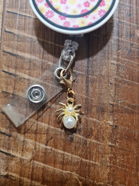 "Spooky Season" Spider ID Badge Charm - Glittery Web & Spider Flair for Nurses and Teachers - Gothic Halloween Accessory for Stethoscopes and Reels