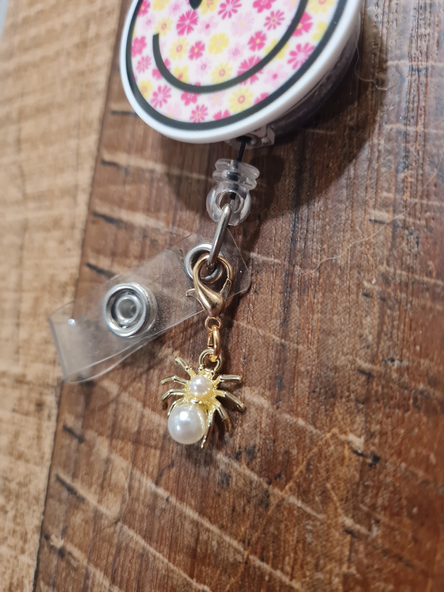 "Spooky Season" Spider ID Badge Charm - Glittery Web & Spider Flair for Nurses and Teachers - Gothic Halloween Accessory for Stethoscopes and Reels