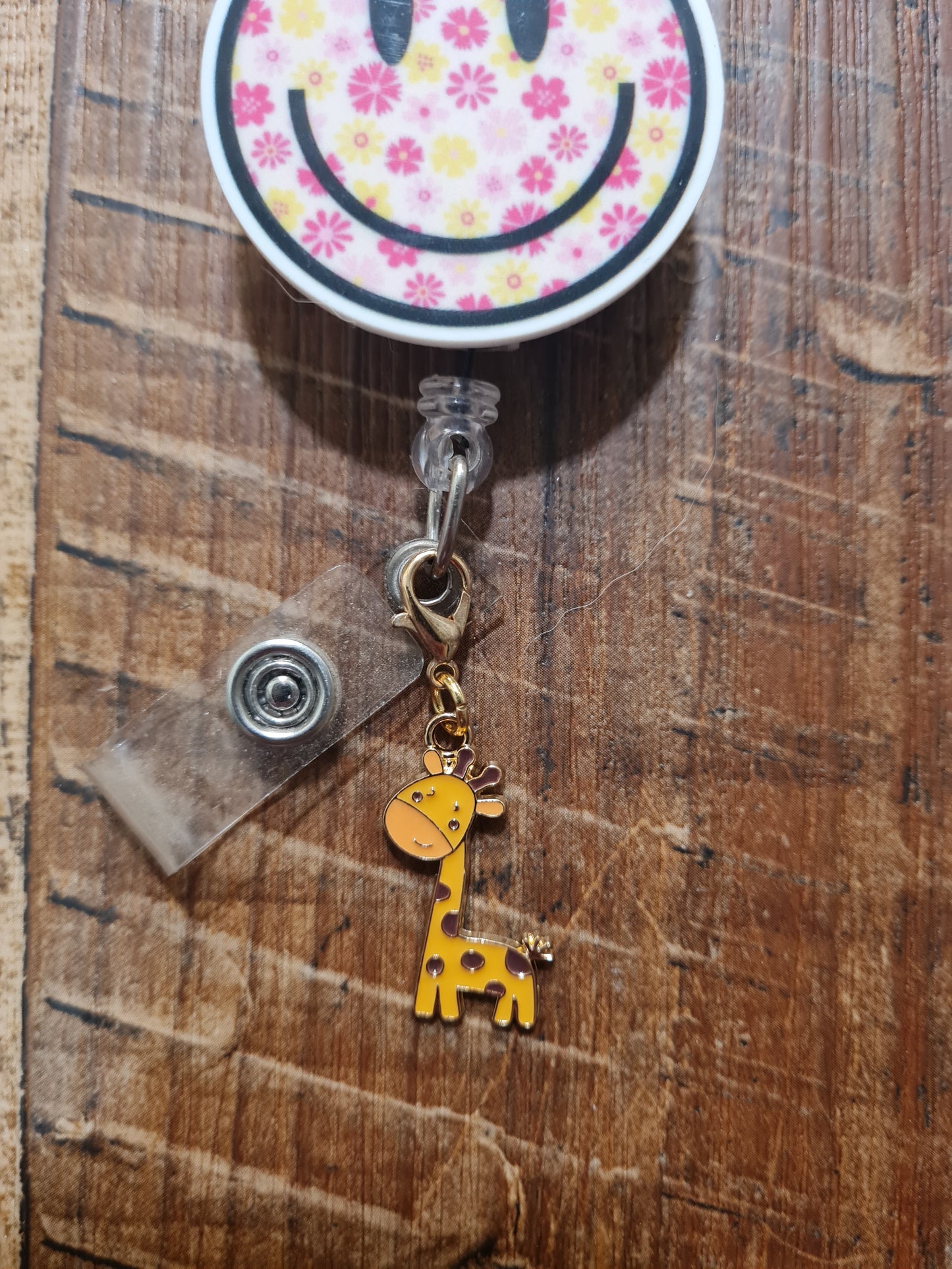Giraffe ID Badge Reel Charm - Cute Animal Lanyard Accessory for Pediatric Nurses, Teachers, and Zoo Staff