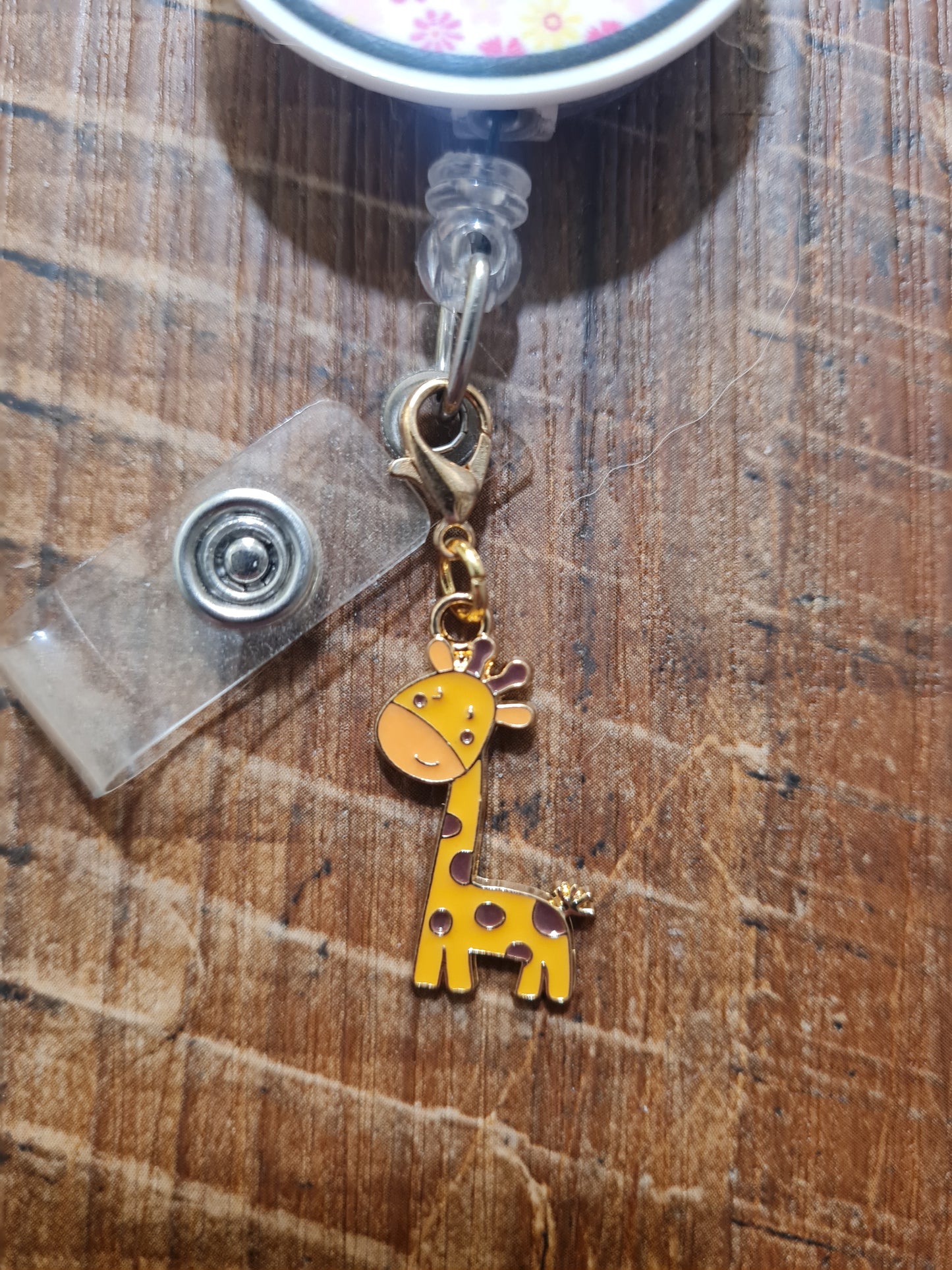 Giraffe ID Badge Reel Charm - Cute Animal Lanyard Accessory for Pediatric Nurses, Teachers, and Zoo Staff
