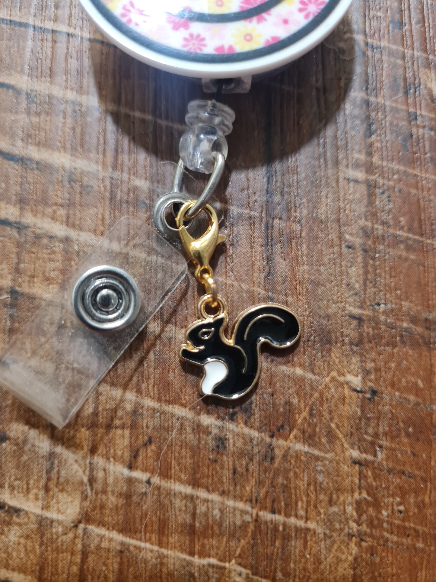 "Squirrel!" Energy ID Badge Reel Charm - Funny Distracted Work Accessory - Cute Squirrel Dangle for Nurses, Teachers, and ADHD Professionals