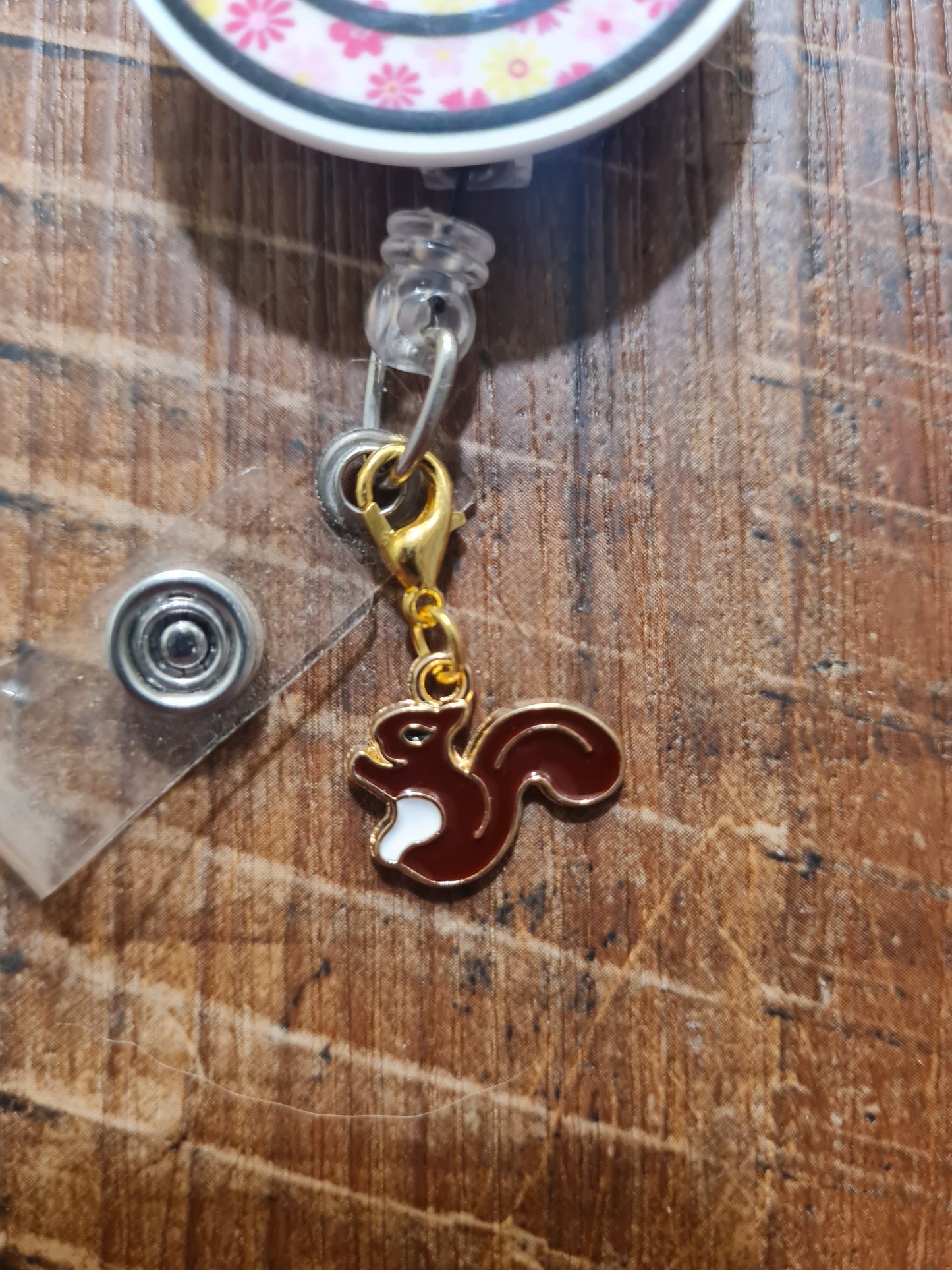 "Squirrel!" Energy ID Badge Reel Charm - Funny Distracted Work Accessory - Cute Squirrel Dangle for Nurses, Teachers, and ADHD Professionals