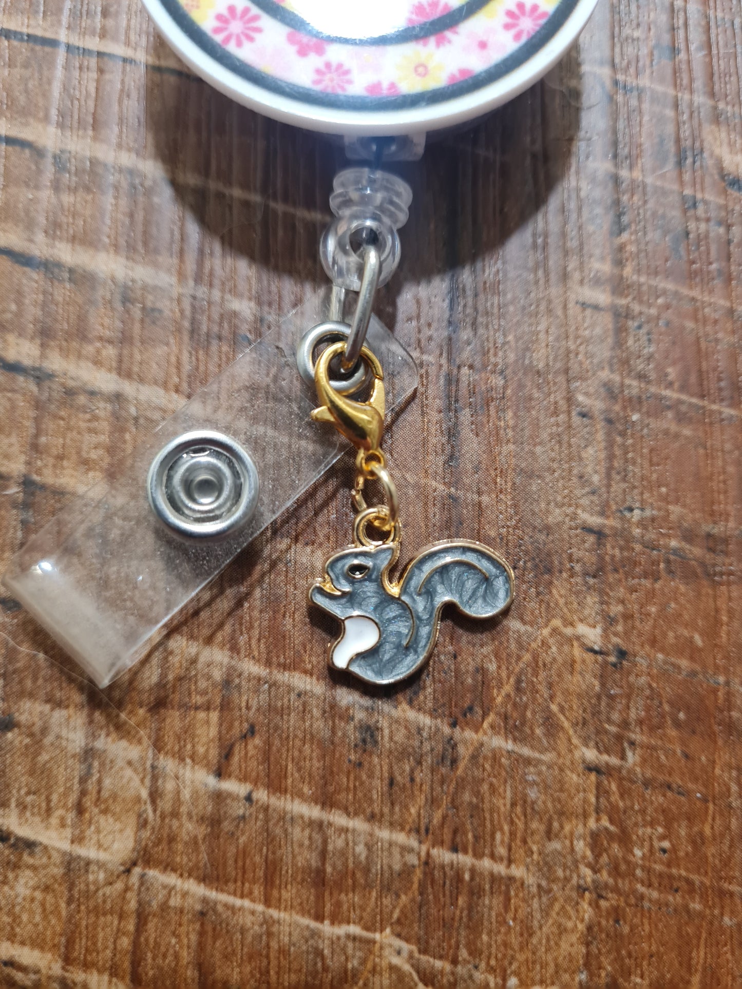 "Squirrel!" Energy ID Badge Reel Charm - Funny Distracted Work Accessory - Cute Squirrel Dangle for Nurses, Teachers, and ADHD Professionals