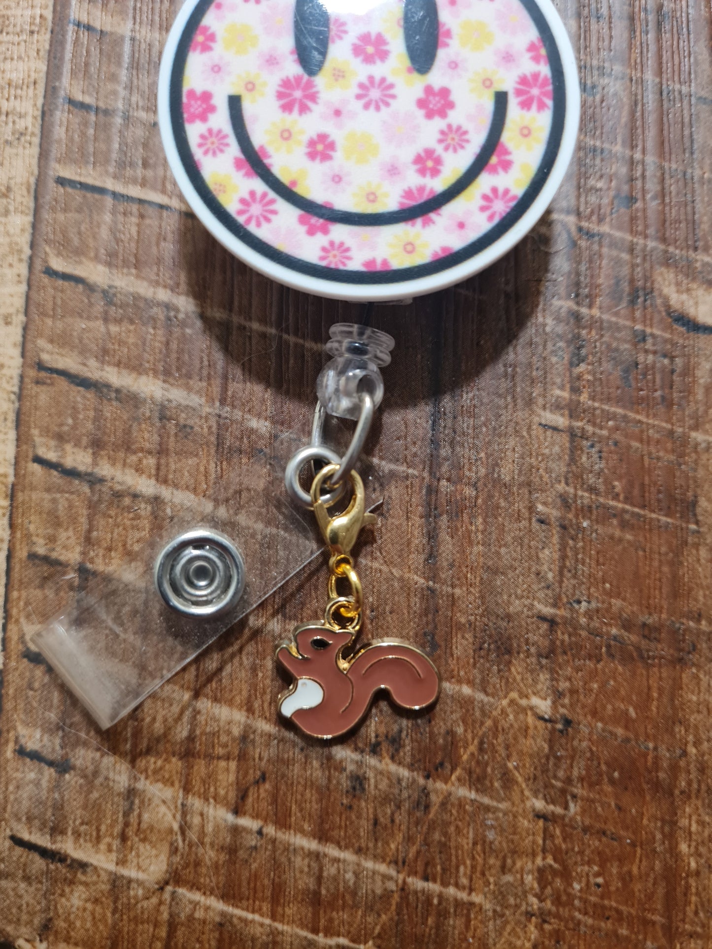 "Squirrel!" Energy ID Badge Reel Charm - Funny Distracted Work Accessory - Cute Squirrel Dangle for Nurses, Teachers, and ADHD Professionals