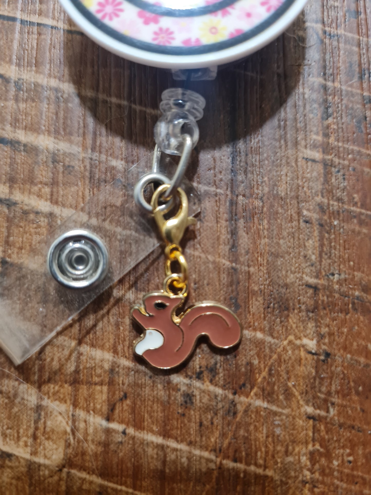 "Squirrel!" Energy ID Badge Reel Charm - Funny Distracted Work Accessory - Cute Squirrel Dangle for Nurses, Teachers, and ADHD Professionals