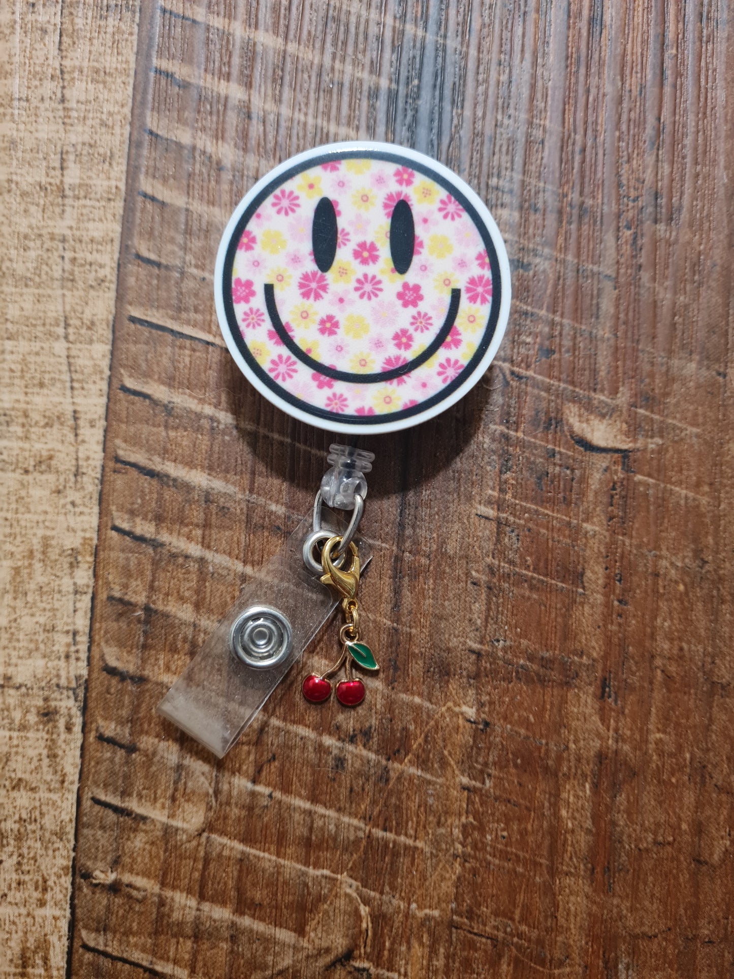 "Sweet Cherry" Retro ID Badge Charm - Vintage Inspired Red Fruit Flair for Nurses and Teachers - Cute Rockabilly Badge Dangle