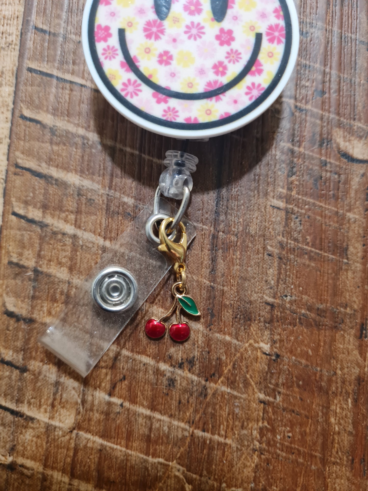 "Sweet Cherry" Retro ID Badge Charm - Vintage Inspired Red Fruit Flair for Nurses and Teachers - Cute Rockabilly Badge Dangle