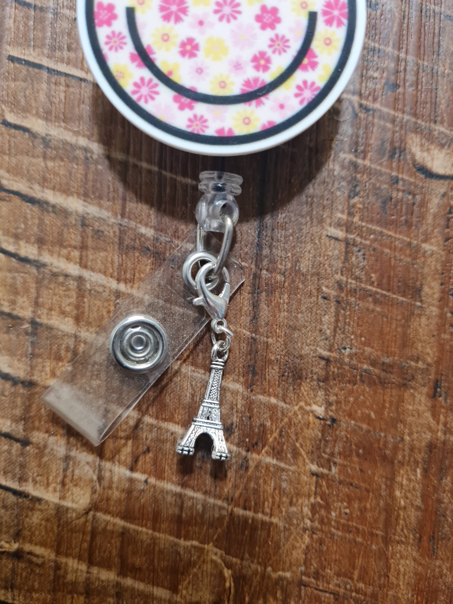 Eiffel Tower ID Badge Reel Charm - Parisian Travel Theme Lanyard Accessory for French Teachers, Travel Agents, and Nurses - Silver France Flair