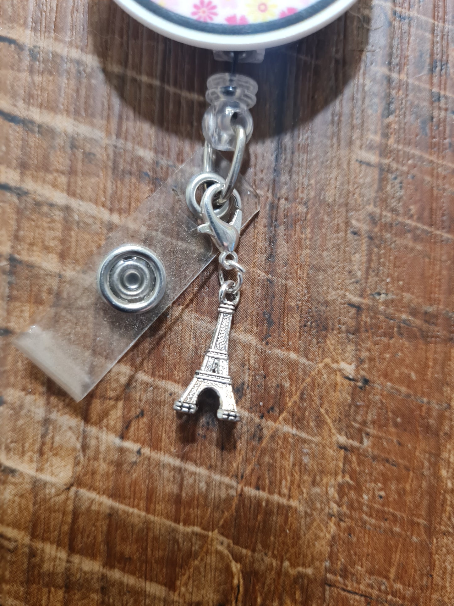 Eiffel Tower ID Badge Reel Charm - Parisian Travel Theme Lanyard Accessory for French Teachers, Travel Agents, and Nurses - Silver France Flair