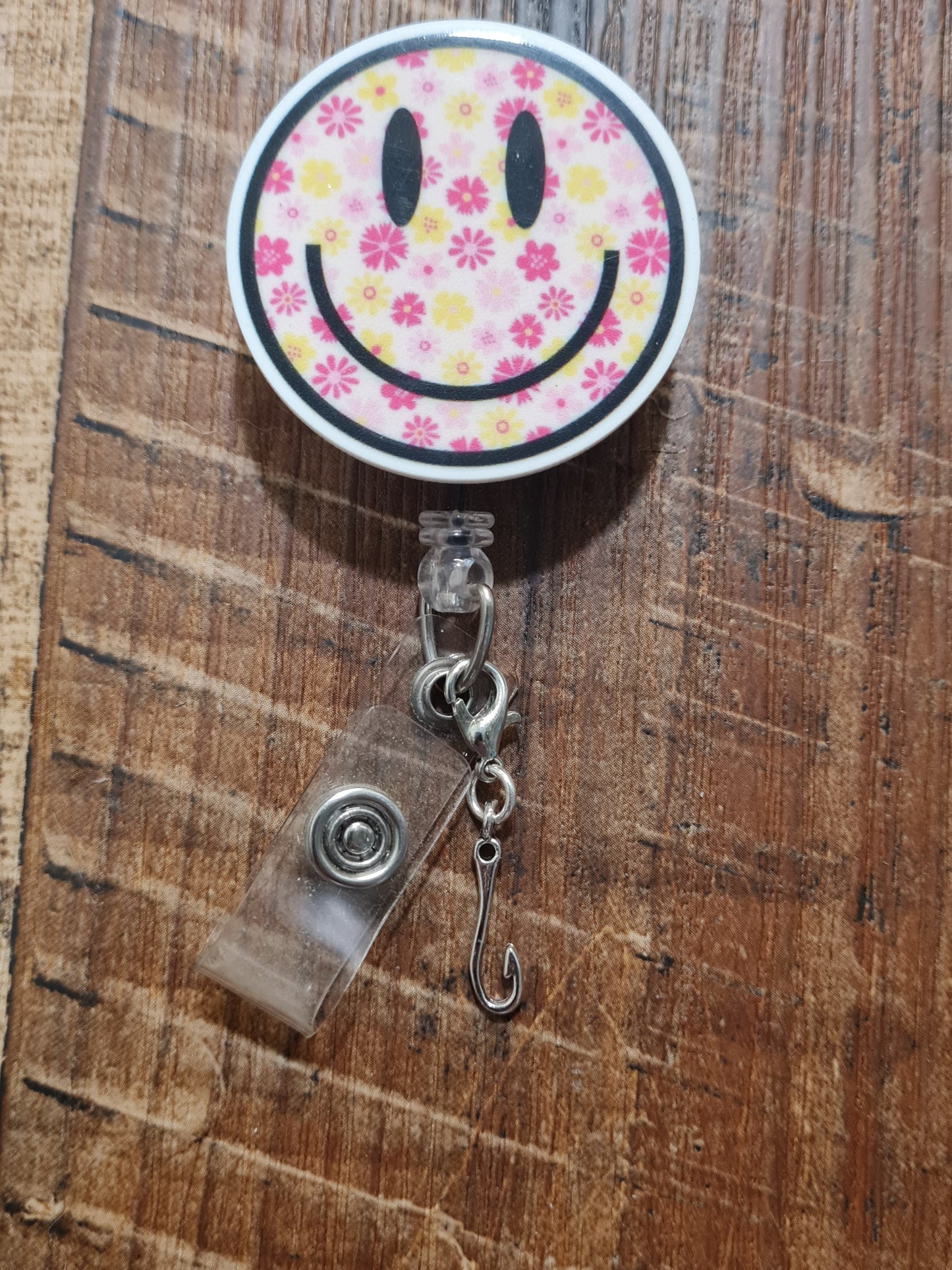 Fishing Hook ID Badge Reel Charm - Silver Fish Hook Accessory for Lanyards - Unique Gift for Fishermen, Nurses, and Teachers