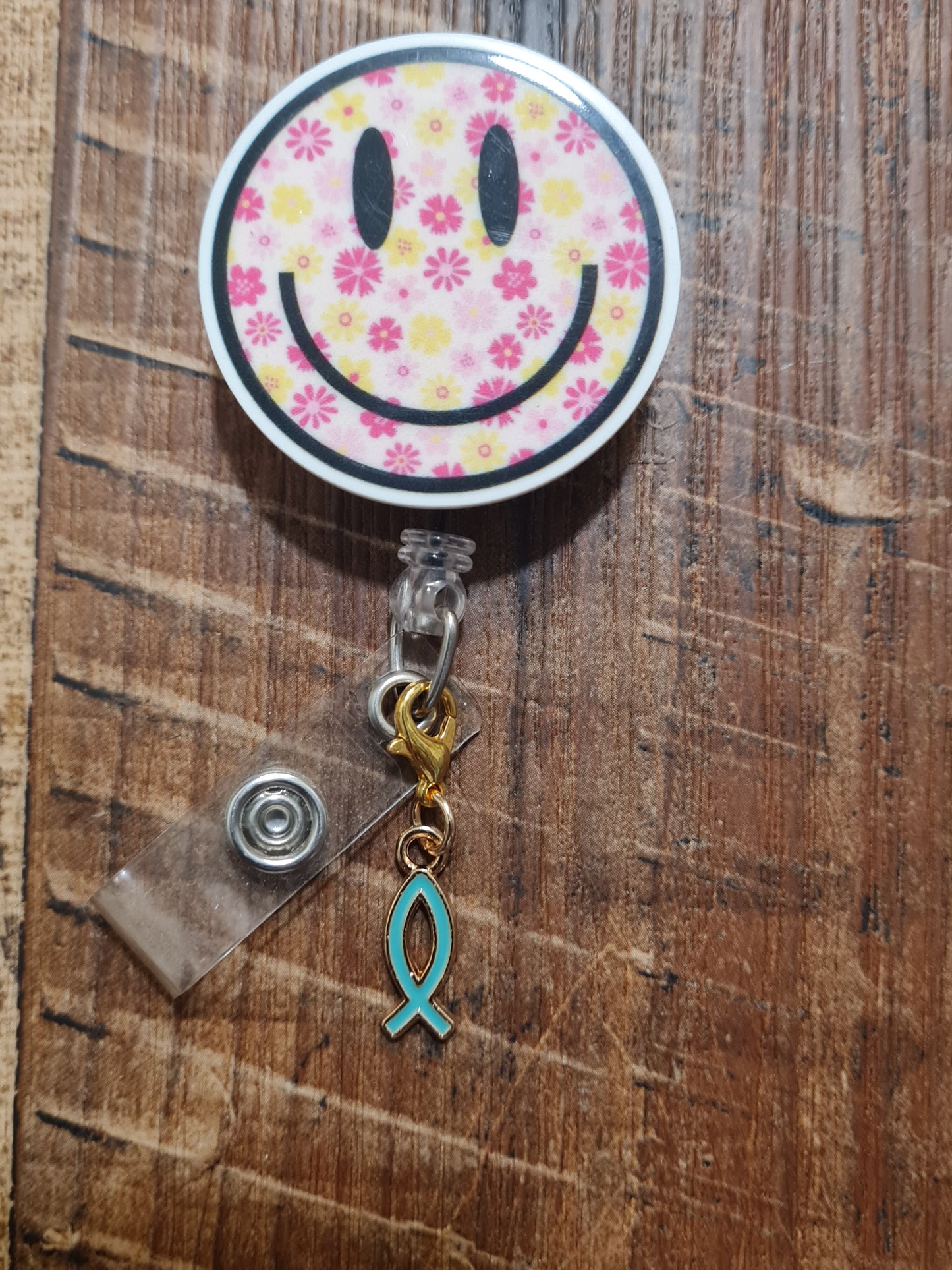 Jesus Fish ID Badge Reel Charm - Colorful Ichthys Faith Accessory for Christian Nurses, Teachers, and Healthcare Workers