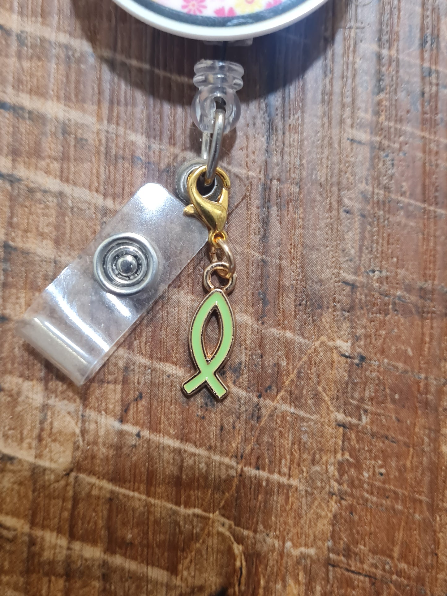 Jesus Fish ID Badge Reel Charm - Colorful Ichthys Faith Accessory for Christian Nurses, Teachers, and Healthcare Workers