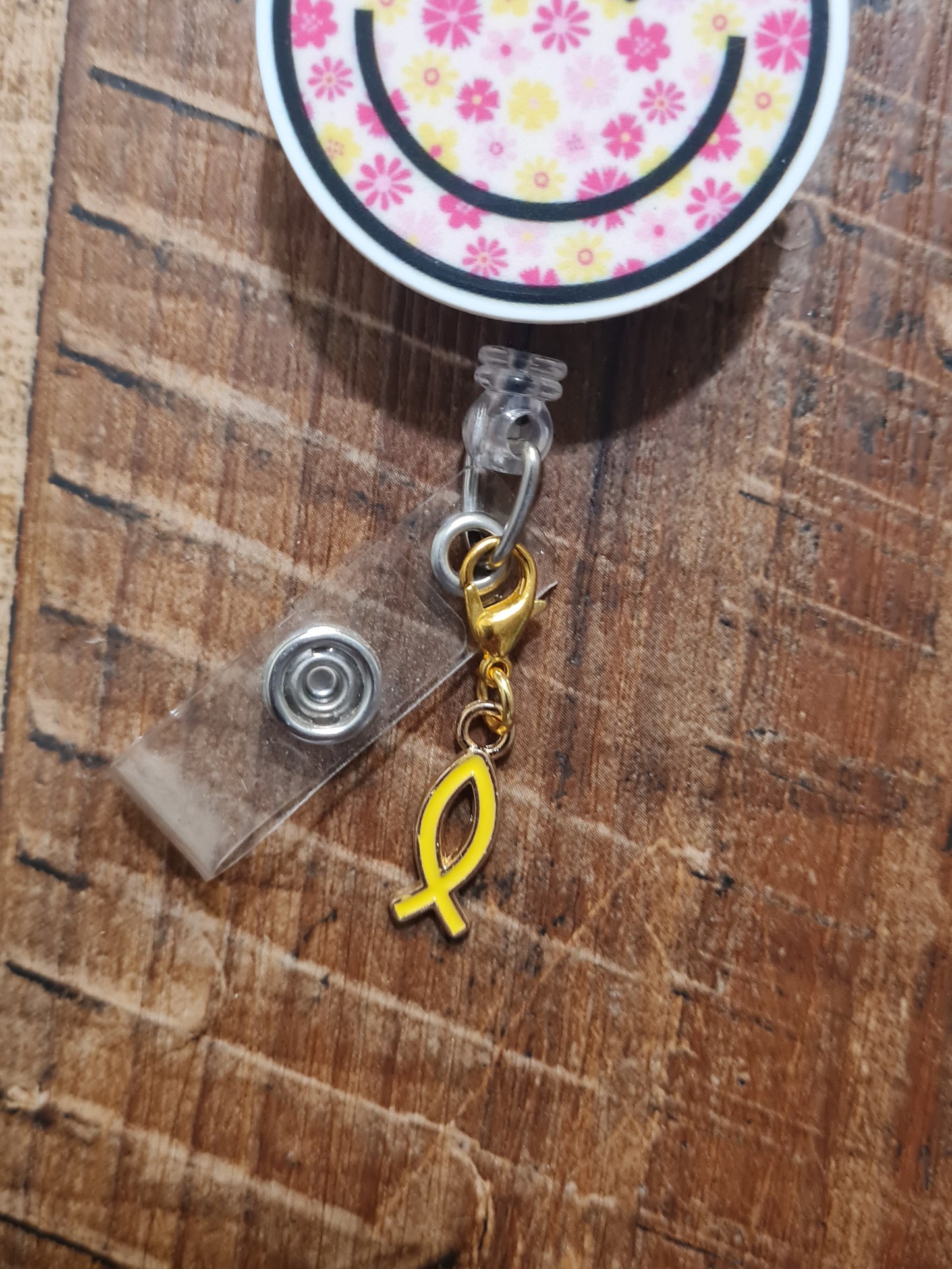 Jesus Fish ID Badge Reel Charm - Colorful Ichthys Faith Accessory for Christian Nurses, Teachers, and Healthcare Workers