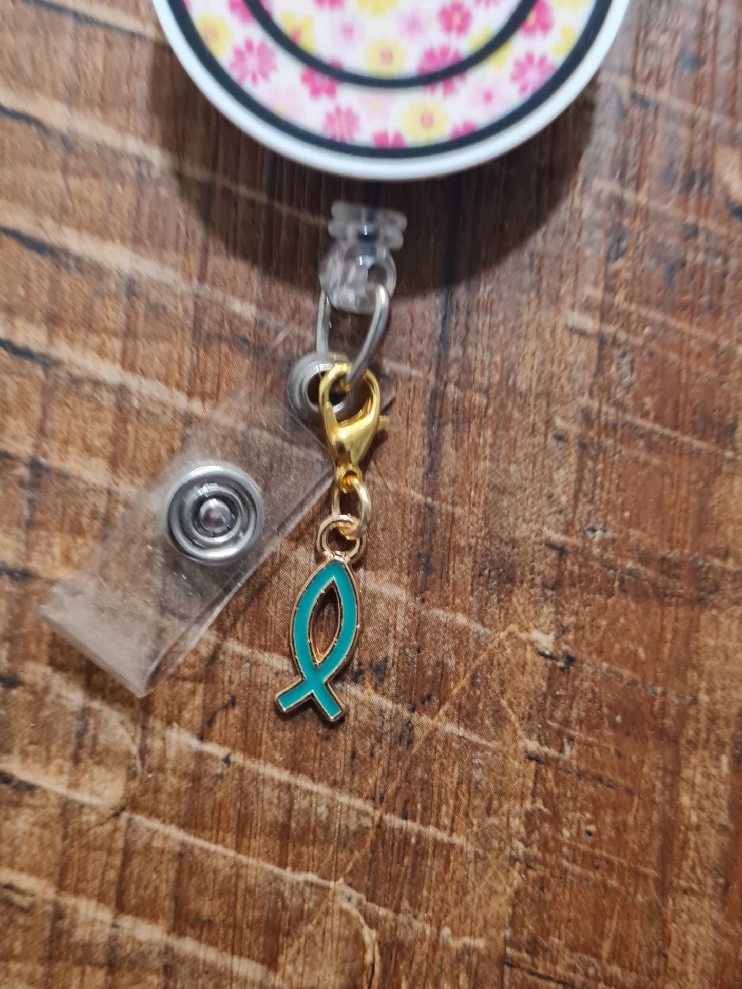 Jesus Fish ID Badge Reel Charm - Colorful Ichthys Faith Accessory for Christian Nurses, Teachers, and Healthcare Workers