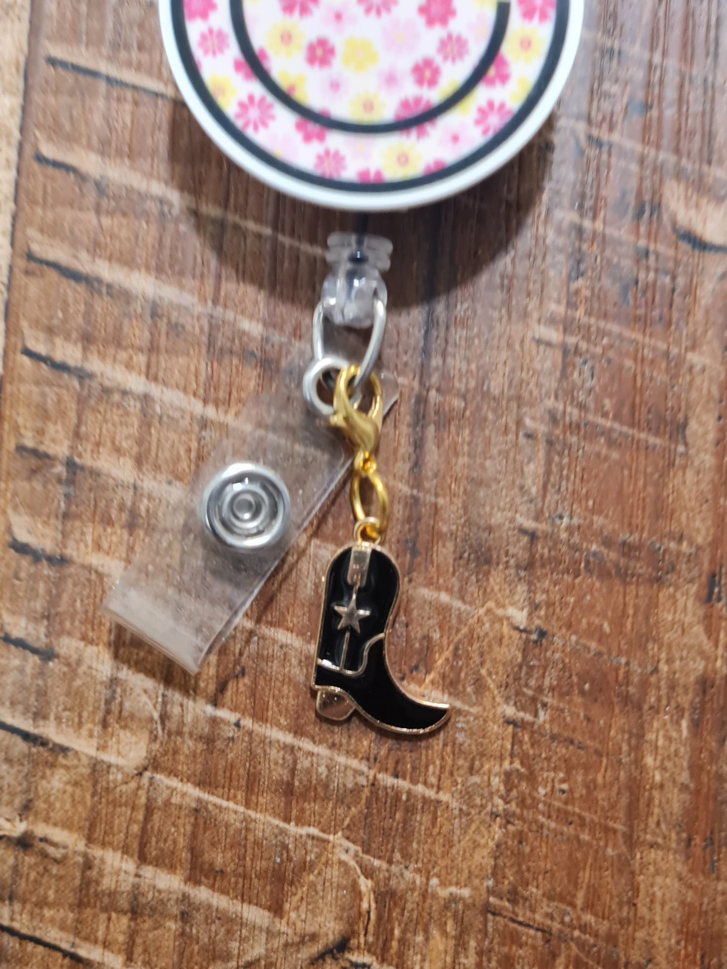 "Country Cowboy" ID Badge Charm - Western Boot and Hat Flair for Nurses and Teachers - Cute Southern Style Badge Dangle and Work Bestie Gift