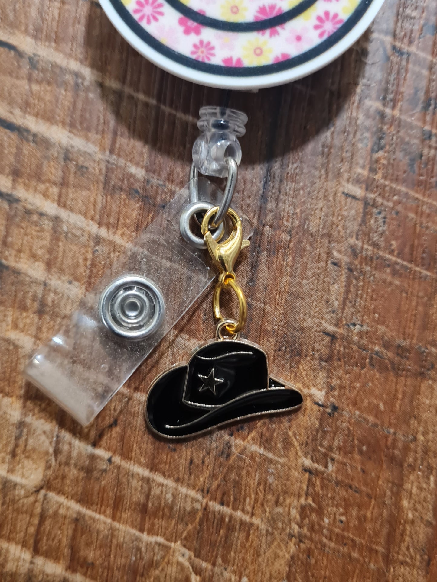 "Country Cowboy" ID Badge Charm - Western Boot and Hat Flair for Nurses and Teachers - Cute Southern Style Badge Dangle and Work Bestie Gift