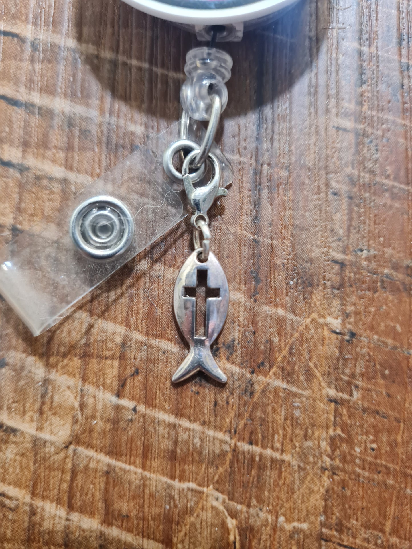 "Faithful Fish" Christian ID Badge Charm - Ichthys Symbol Accessory for Healthcare & Office - Subtle Witness Badge Flair - Jesus Fish Religious Jewelry