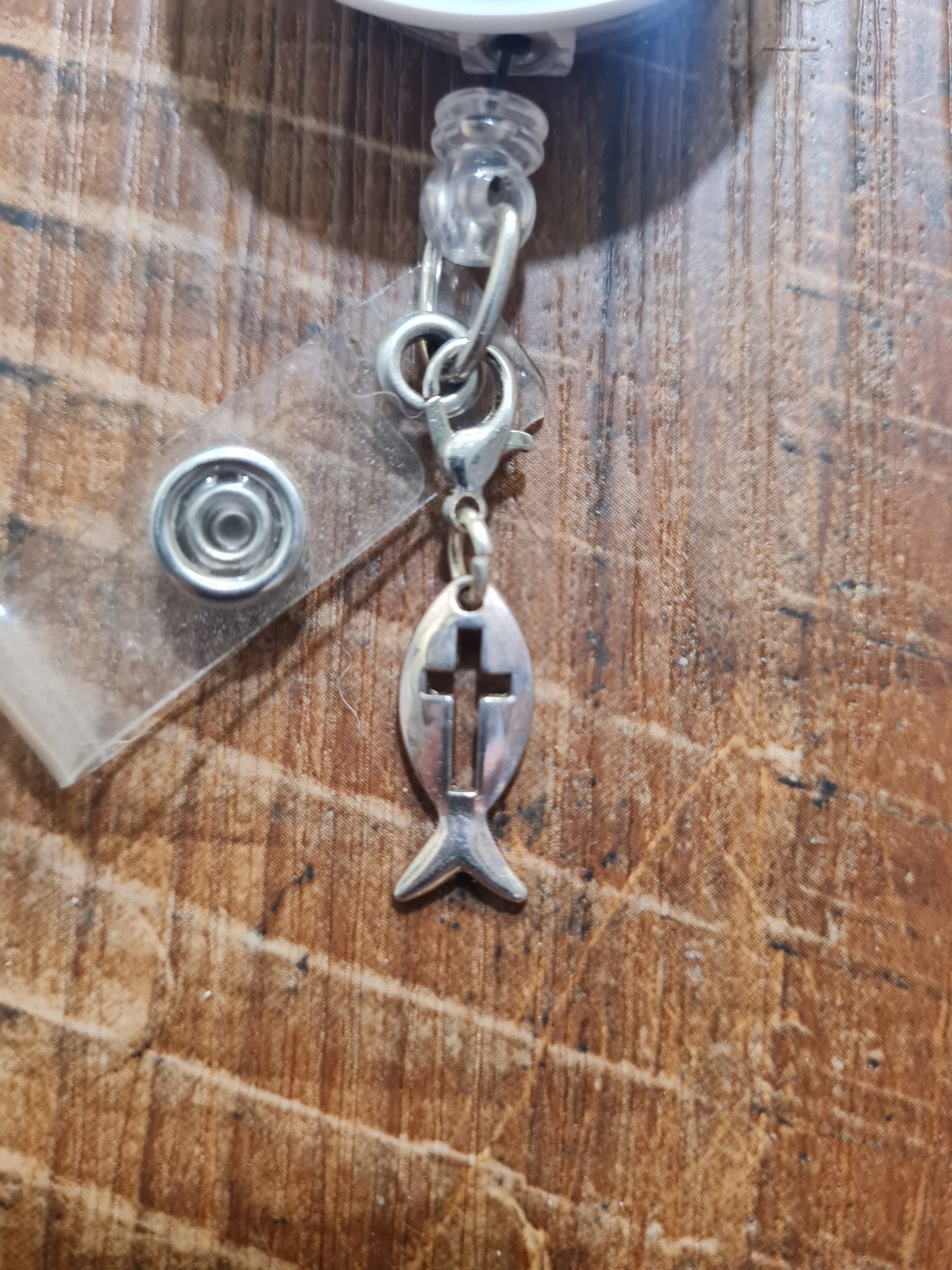 "Faithful Fish" Christian ID Badge Charm - Ichthys Symbol Accessory for Healthcare & Office - Subtle Witness Badge Flair - Jesus Fish Religious Jewelry