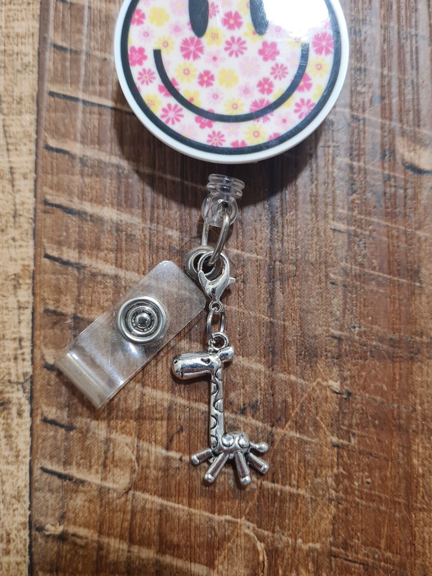 Giraffe ID Badge Reel Charm - Cute Animal Lanyard Accessory for Pediatric Nurses, Teachers, and Zoo Staff