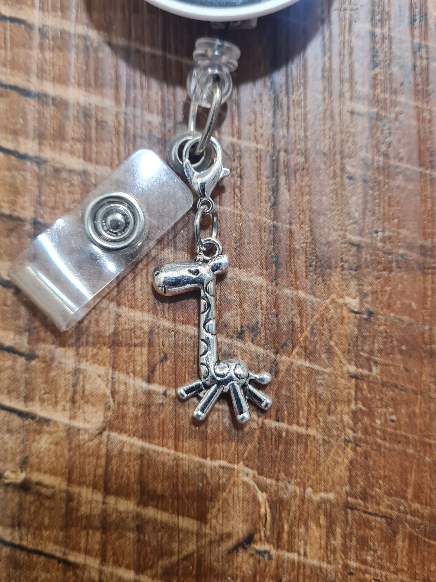 Giraffe ID Badge Reel Charm - Cute Animal Lanyard Accessory for Pediatric Nurses, Teachers, and Zoo Staff