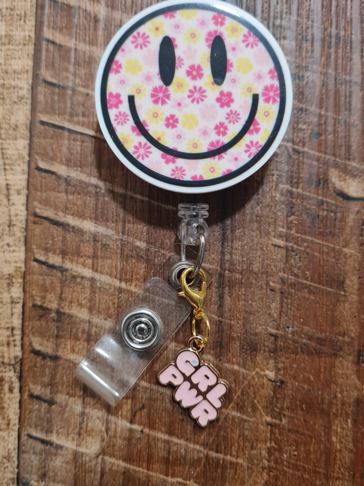 "Girl Power" ID Badge Charm - Empowered Women Badge Flair for Nurses & Teachers - Supportive "Work Bestie" Gift and Female Empowerment Jewelry