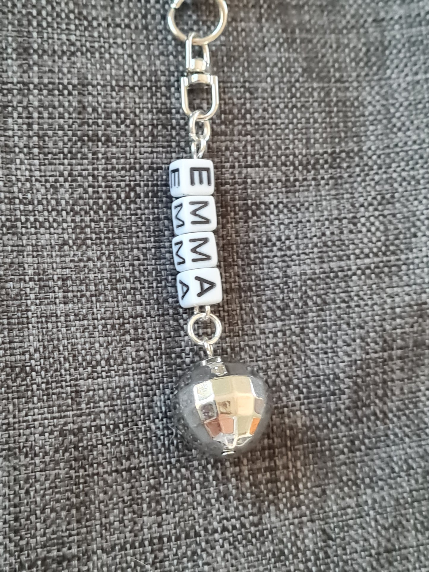 Disco Ball Custom Name Bag Charm - Personalized Keychain for School Backpacks and Handbags - Trendy Bag Accessory