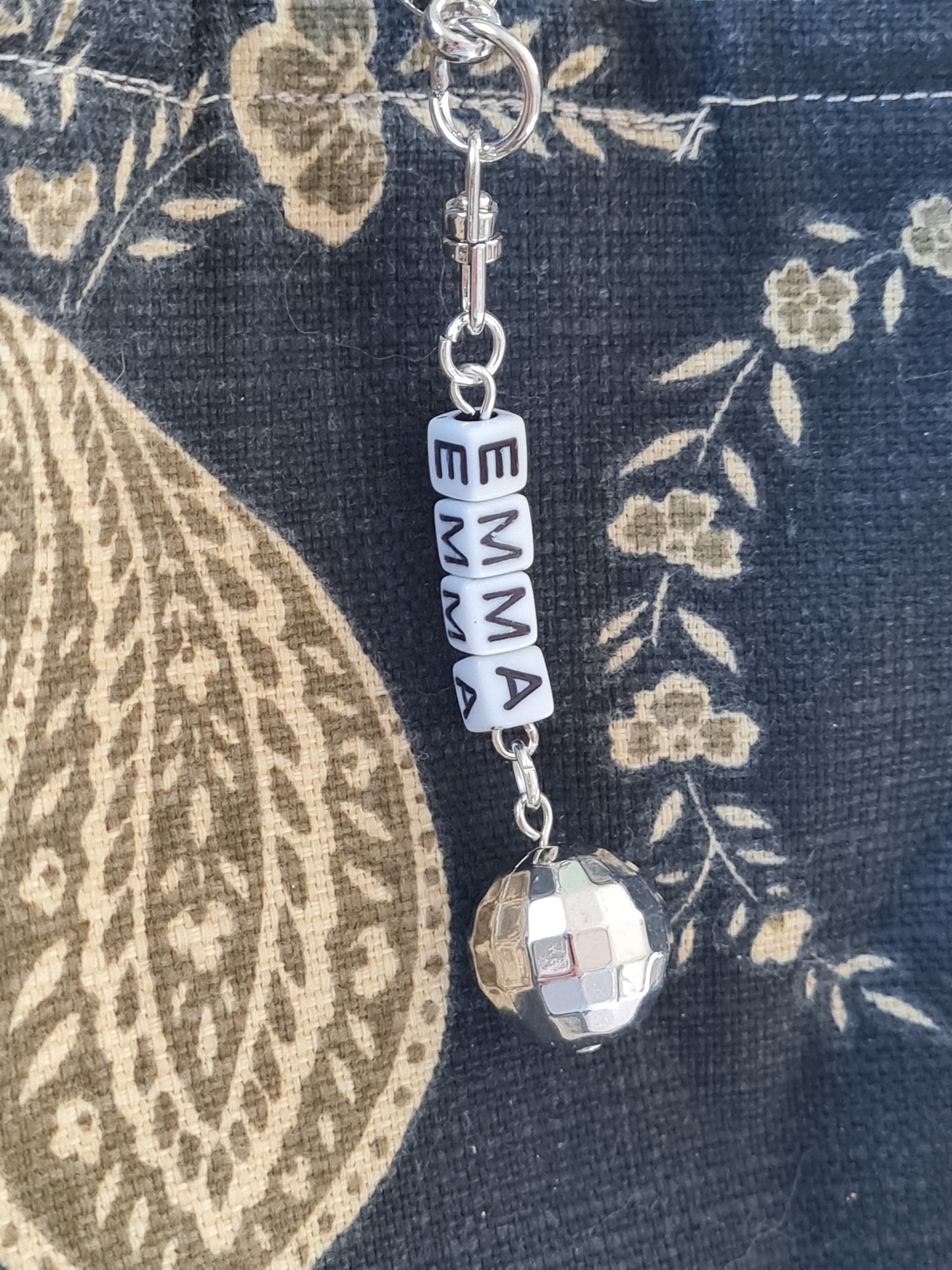 Disco Ball Custom Name Bag Charm - Personalized Keychain for School Backpacks and Handbags - Trendy Bag Accessory